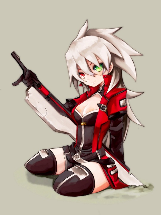 belt, black_gloves, black_legwear, blazblue, breasts, cleavage, coat, genderswap