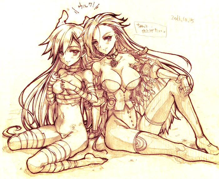 arai_kuma, bandage, bandages, bare_shoulders, breasts, cleavage, collar, eiyuu_senki