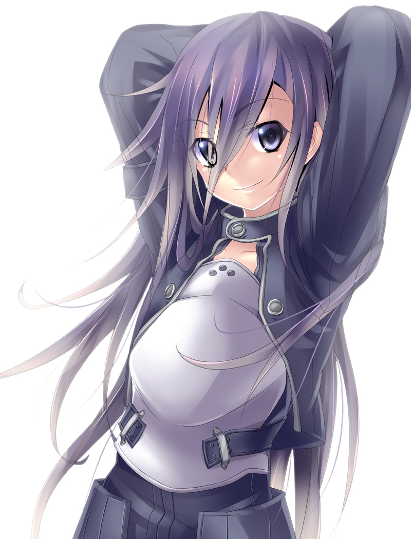 androgynous, armor, arms_up, black_eyes, black_hair, fumi_(saber_x23s), kirito, kirito_(sao-ggo)