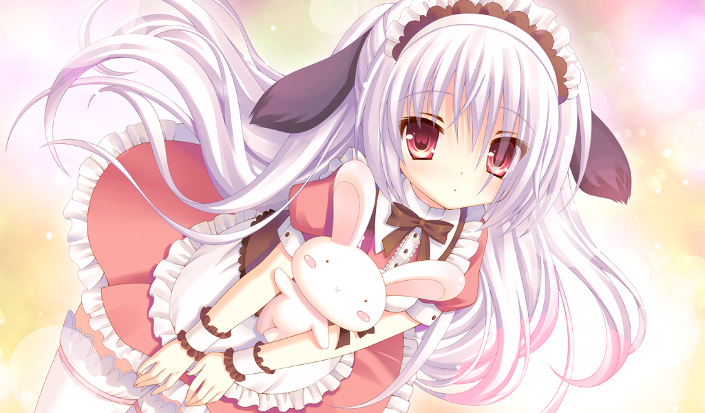 animal_ears, dog_ears, frills, game_cg, lens_flare, long_hair, maid, maid_headdress