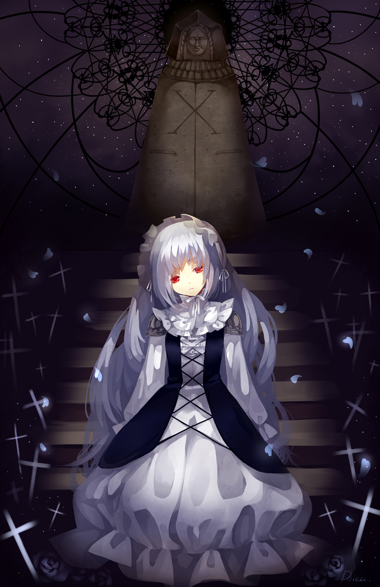 cross, dhiea, dress, flower, hairband, highres, iron_maiden, iron_maiden_jeanne