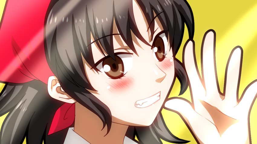 bandana, bandanna, billie, black_hair, blush, brown_eyes, danshi_koukousei_no_nichijou, fang