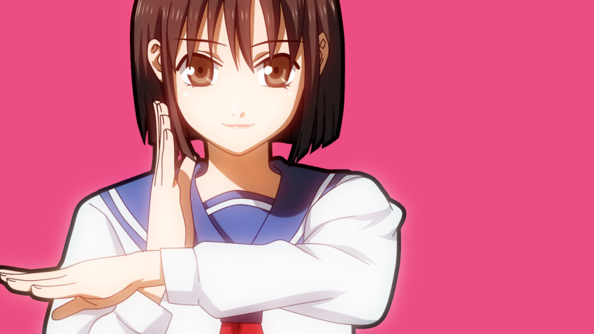 billie, brown_eyes, brown_hair, danshi_koukousei_no_nichijou, girls_high, habara_(danshi_koukousei), parody, sailor