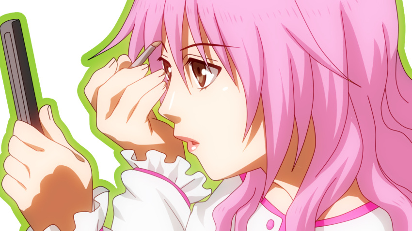 billie, brown_eyes, danshi_koukousei_no_nichijou, girls_high, long_hair, mirror, parody, pink_hair