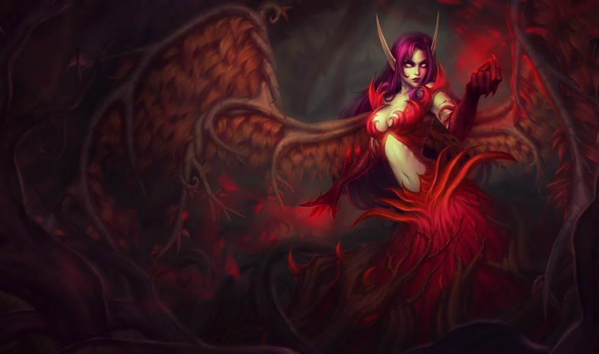 alternate_costume, glowing, glowing_eyes, league_of_legends, morgana, morgana_(league_of_legends), pink_hair, purple_hair