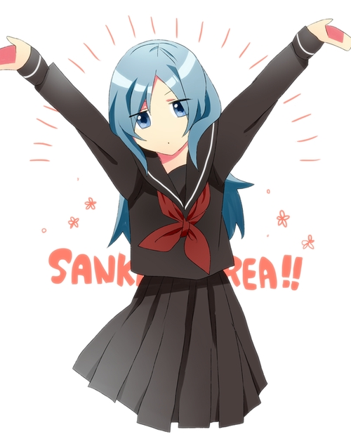 blue_eyes, blue_hair, erigamine, furuya_mero, looking_at_viewer, sankarea, school_uniform, serafuku