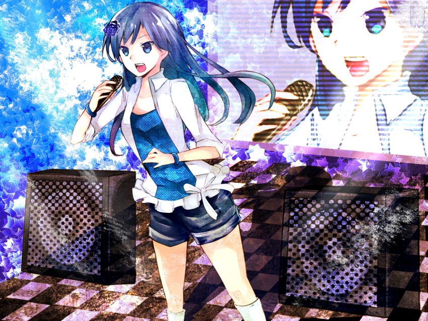 blue_eyes, blue_hair, bracelet, clow, idolmaster, jewelry, kisaragi_chihaya, long_hair