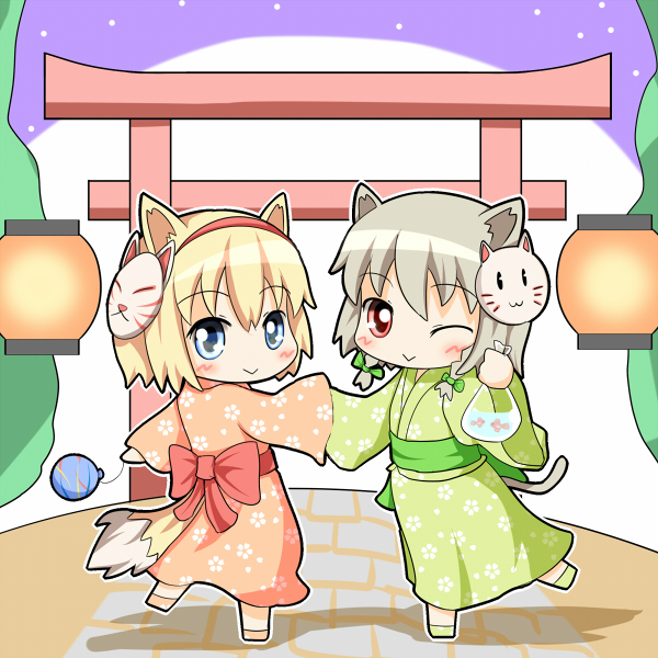 :>, alice_margatroid, alternate_costume, animal_ears, bag, balloon, blue_eyes, blush_stickers