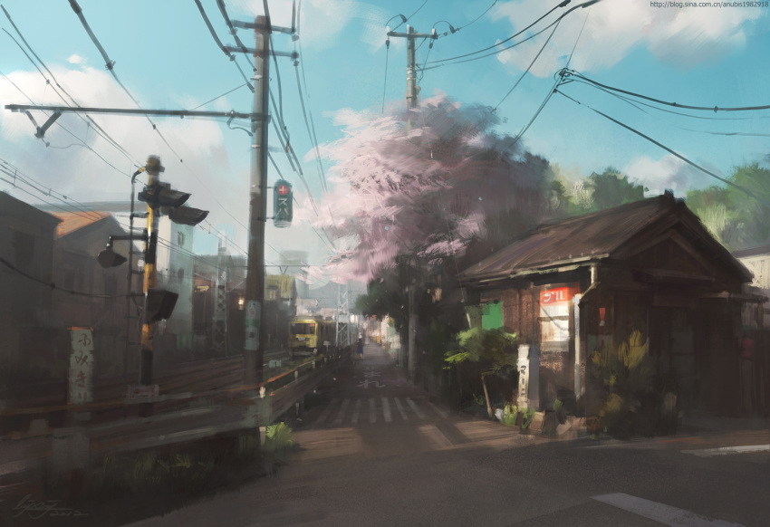 anubis1982918, building, clouds, scenic, sky, train, tree