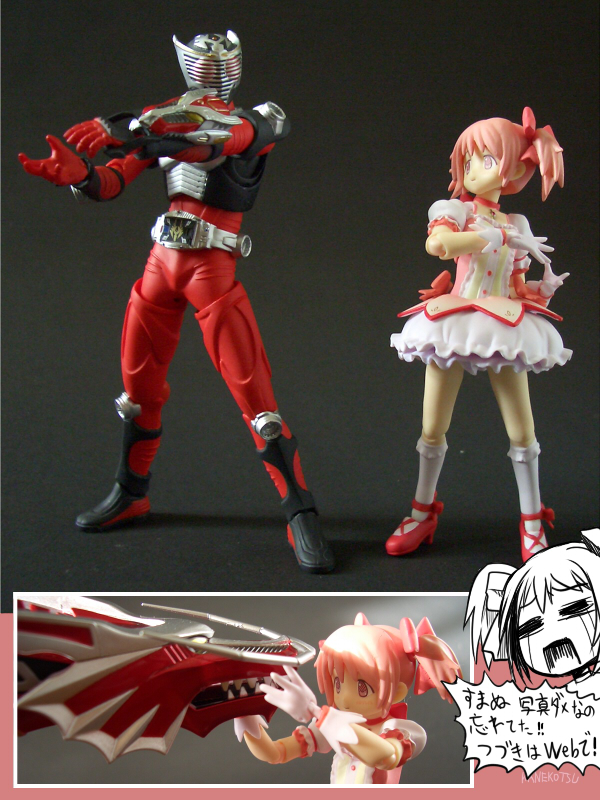 1girl, =_=, belt, crossover, dragreder, female, figma, hair_ribbon