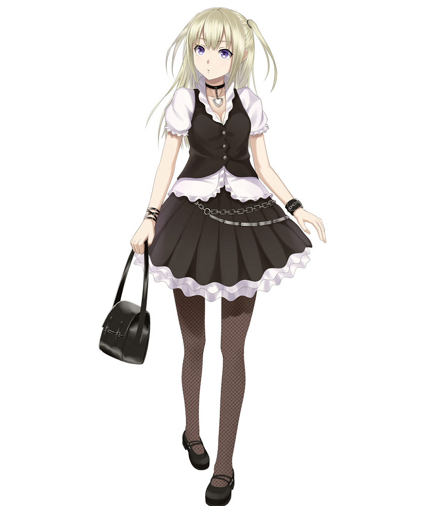 :o, bag, black_legwear, blonde_hair, chain, chains, choker, heisei_yutorin