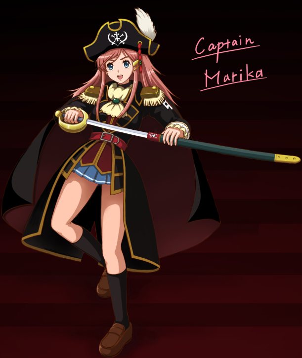 akihisa201, blue_eyes, cape, epaulettes, hair_ornament, hairclip, hat, katou_marika