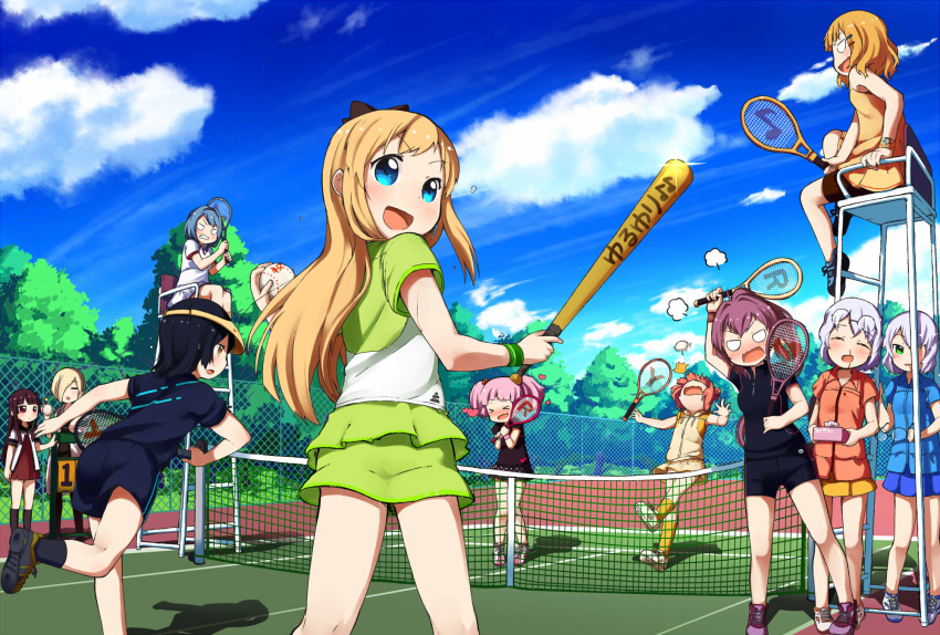 >_<, :d, ^_^, akaza_akari, angry, ball, baseball, baseball_bat