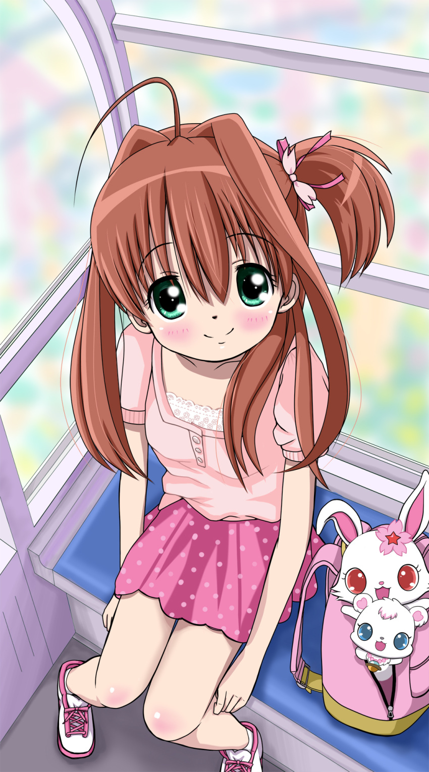 from_above, green_eyes, highres, jewelpet_(series), jewelpet_tinkle, labra_(jewelpet), long_hair, looking_up