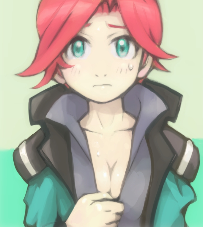 breasts, cleavage, collarbone, green_eyes, gundam, gundam_age, kiarino, military