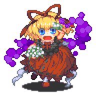 blonde_hair, blue_eyes, bow, dress, flower, hair_bow, lowres, medicine_melancholy, miranko, pixel_art, poison, solo, touhou