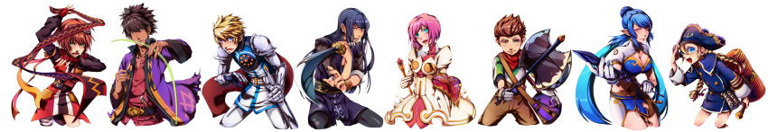 4girls, estellise_sidos_heurassein, flynn_scifo, highres, judith, karol_capel, multiple_boys, multiple_girls