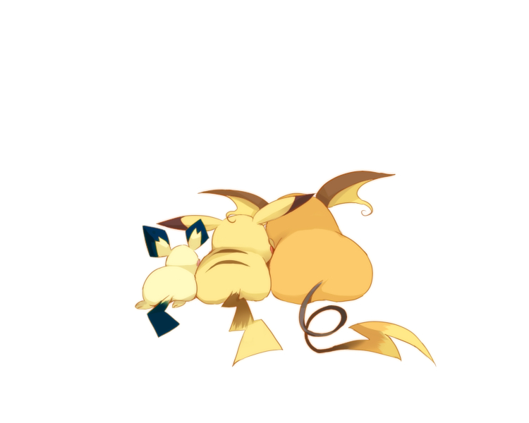 ass, from_behind, izusetsu, no_humans, pichu, pikachu, pokemon, pokemon_(creature), raichu