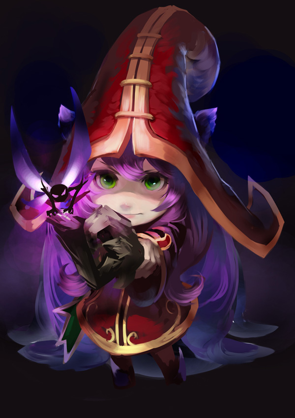 fairy, green_eyes, hat, league_of_legends, long_hair, lulu_(league_of_legends), pix, purple_hair