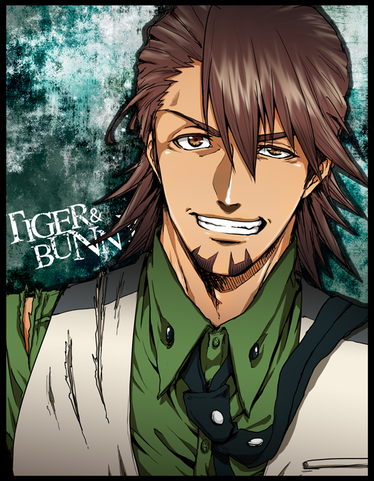 brown_eyes, brown_hair, facial_hair, grin, kaburagi_t_kotetsu, kkkrrrooo, male, necktie