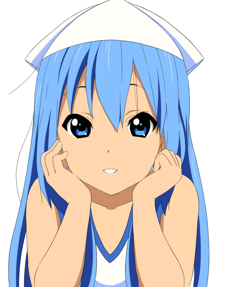 1girl, akita_(publisher), blue_eyes, blue_hair, chin_rest, derivative_work, diomedea, face