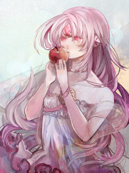 alternate_costume, apple, apple_(elsword), bracelet, dress, elsword, eve_(elsword), food