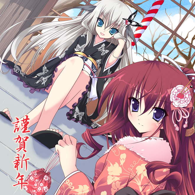2010, 2girls, japanese_clothes, kimono, kusakabe_misuzu, lass_(company), multiple_girls, new_year