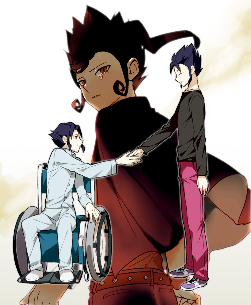 2boys, blue_hair, brothers, closed_eyes, crying, crying_with_eyes_open, dual_persona, eyes_closed