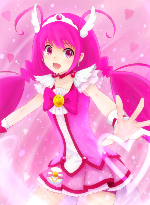 bike_shorts, boots, choker, cure_happy, dress, head_wings, hoshizora_miyuki, langod