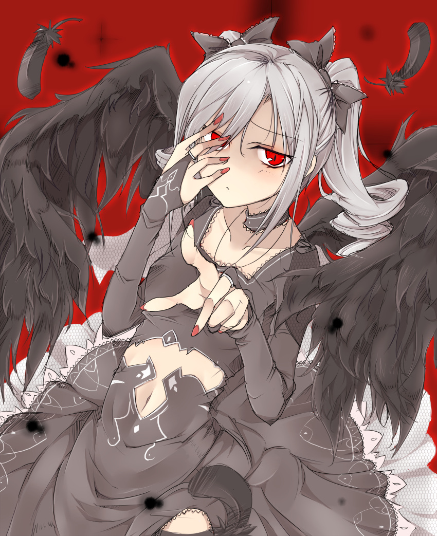 absurdres, choker, dress, drill_hair, grey_hair, hair_ribbon, highres, idolmaster