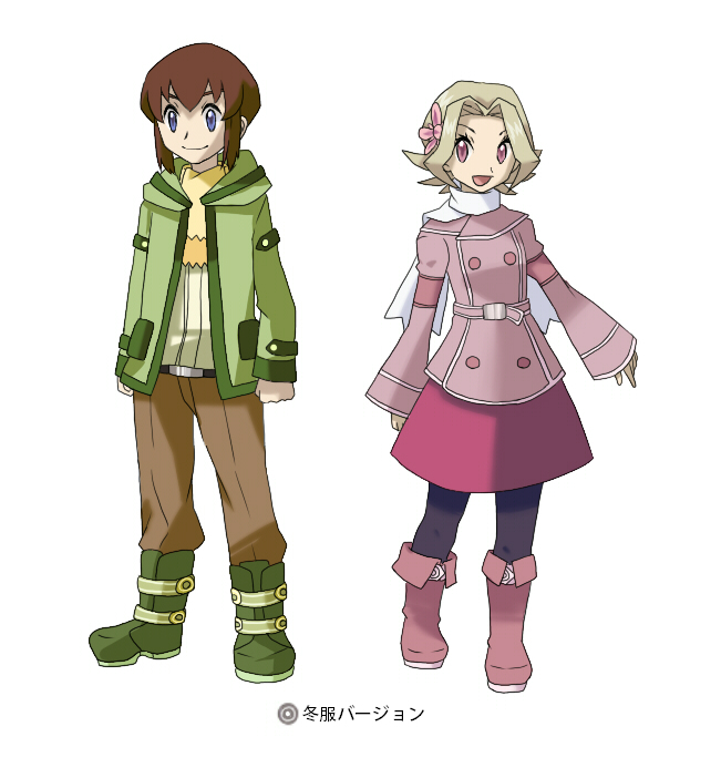 1boy, 1girl, alternate_costume, blue_eyes, boots, brown_hair, child, coat