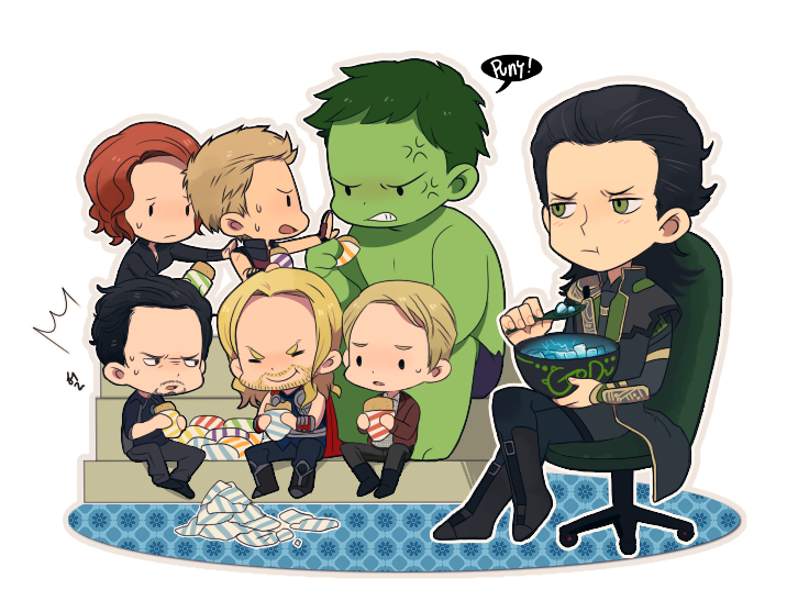 1girl, 6boys, anger_vein, avengers, beard, black_hair, black_widow, black_widow_(marvel)