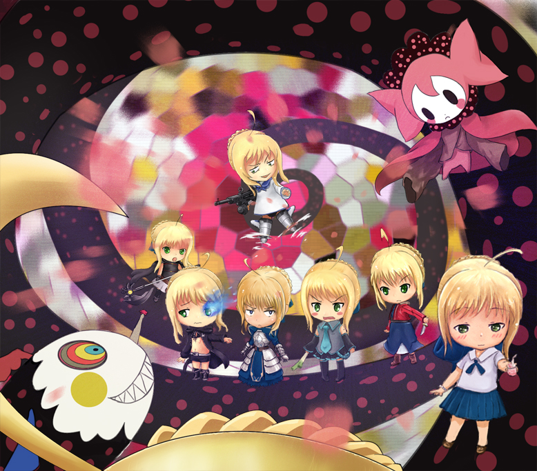 ahoge, bardiche, black_rock_shooter, black_rock_shooter_(character), black_rock_shooter_(character)_(cosplay), black_rock_shooter_(cosplay), blonde_hair, charlotte_(madoka_magica)