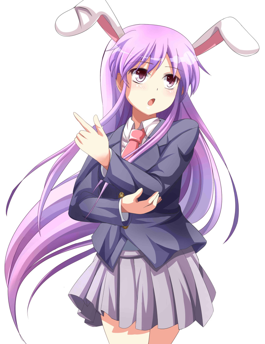 absurdres, animal_ears, bunny_ears, eo_(artist), highres, long_hair, necktie, open_mouth