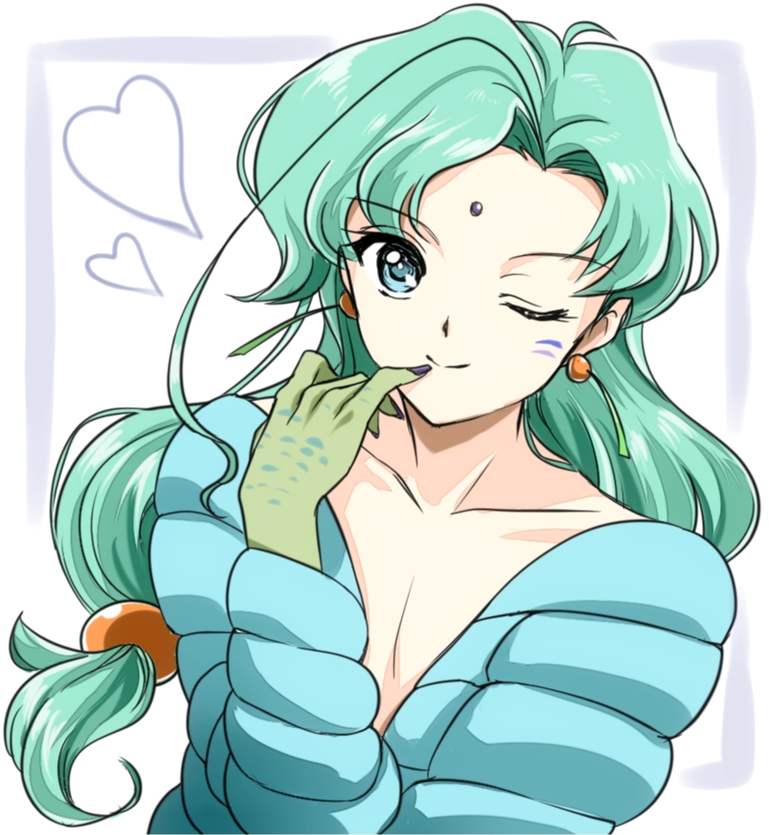 aqua_eyes, aqua_hair, bishoujo_senshi_sailor_moon, earrings, facial_mark, fish_eye_(sailor_moon), heart, jewelry