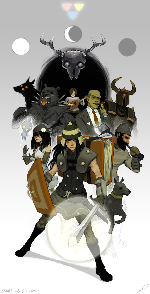 gogolithic_mass, highres, logfella, moon, shield, superbrothers:_sword_&amp;_sworcery_ep, sword, the_archetype, the_girl, the_scythian, triangle, warrior, weapon