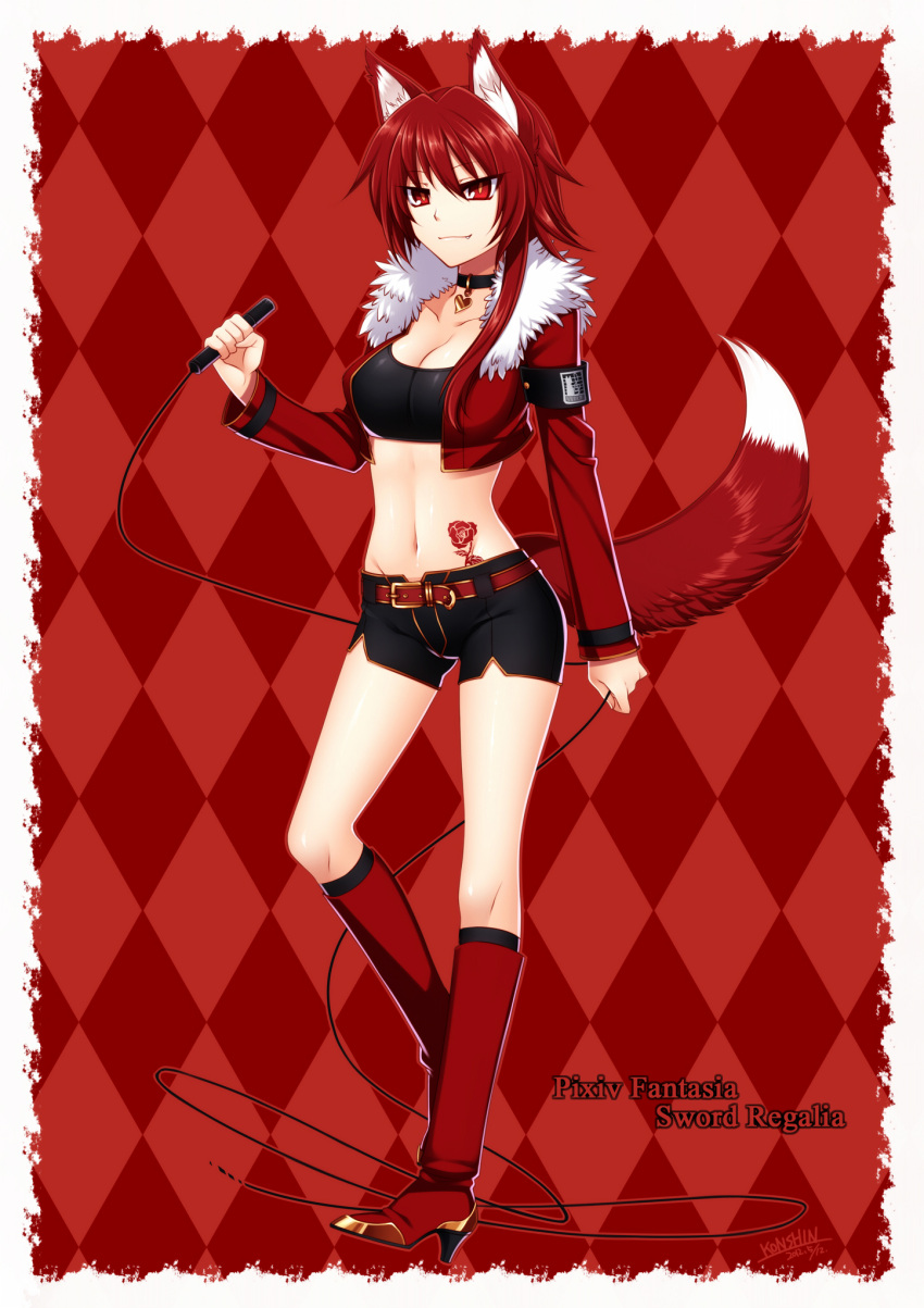 animal_ears, armband, artist_name, bad_id, belt, black_legwear, boots, breasts