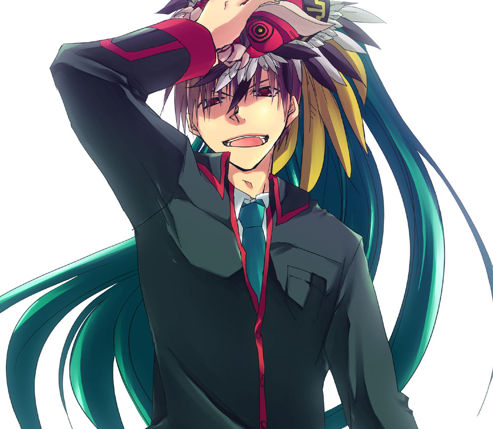 brown_hair, kera, little_busters!!, male, mask, natsume_kyousuke, necktie, red_eyes, school_uniform, short_hair