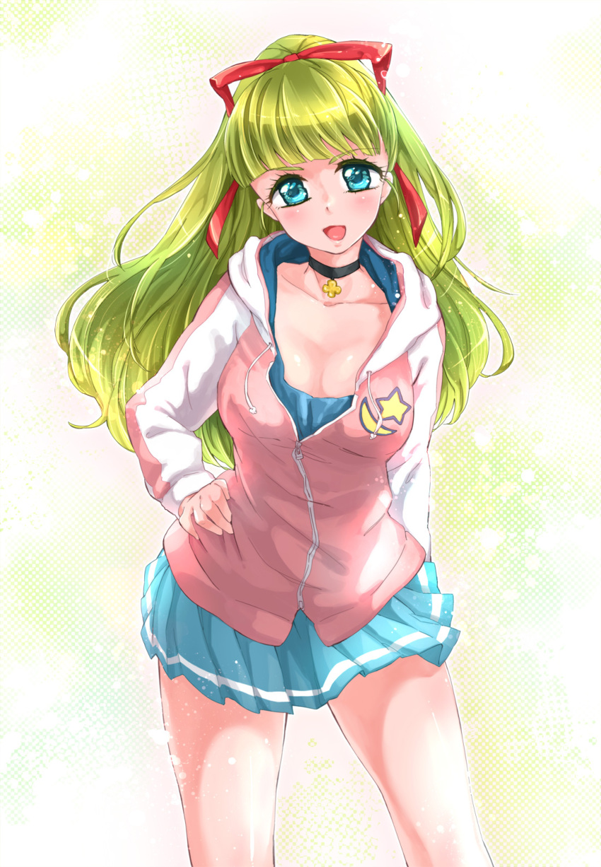 :d, bad_id, blonde_hair, blue_eyes, blush, breasts, collar, emblem