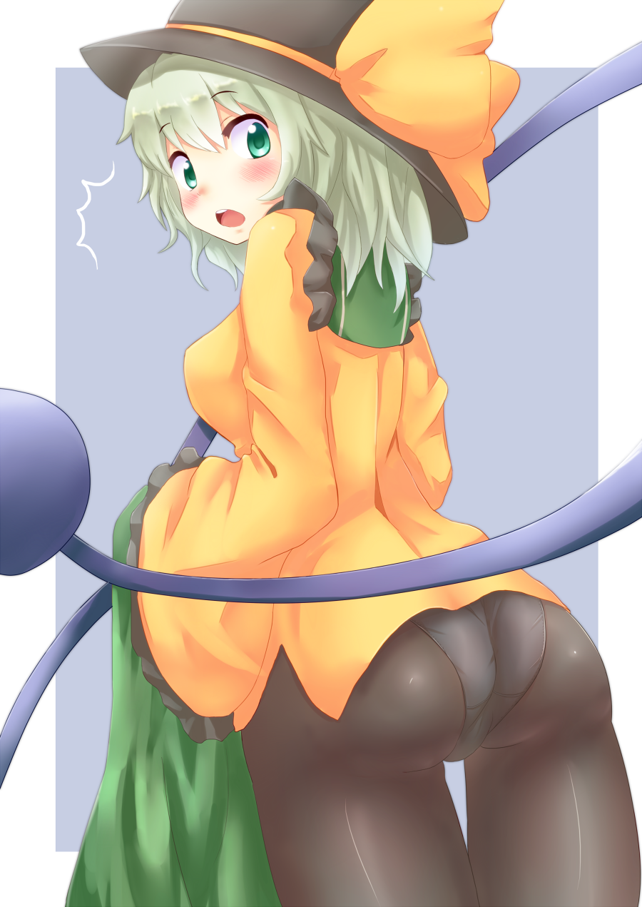 ass, black_legwear, blush, bow, breasts, cassandra-0808, cassandra_(seishun_katsu_sando), green_eyes