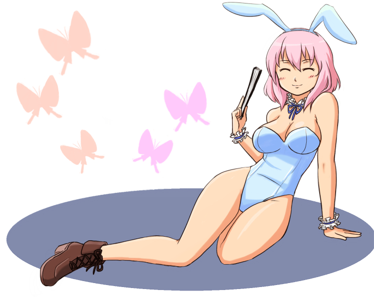 animal_ears, bad_id, benishouga, benishouga_(honhonda), boots, breasts, bunny_ears, bunny_girl
