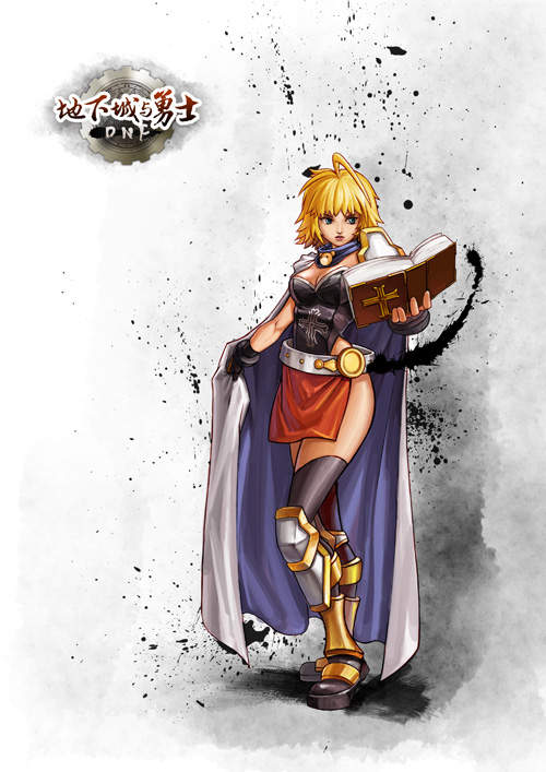 bear, bible, blonde_hair, breasts, cleavage, cross, dfo, dungeon_and_fighter, dungeon_fighter_online, female_priest, female_priest_(dungeon_and_fighter), gloves, grandis, grandis_(dungeon_fighter), priest, priest_(dungeon_and_fighter), scarf, teddy_bear
