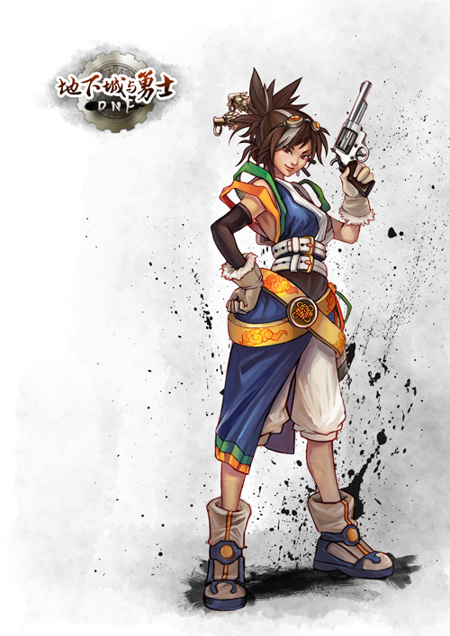 belt, belts, brown_hair, dfo, dungeon_and_fighter, dungeon_fighter_online, female_gunner, female_gunner_(dungeon_and_fighter)