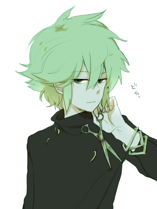 alternate_costume, alternate_hairstyle, cutting_hair, green_hair, haircut, male, n_(pokemon), pokemon