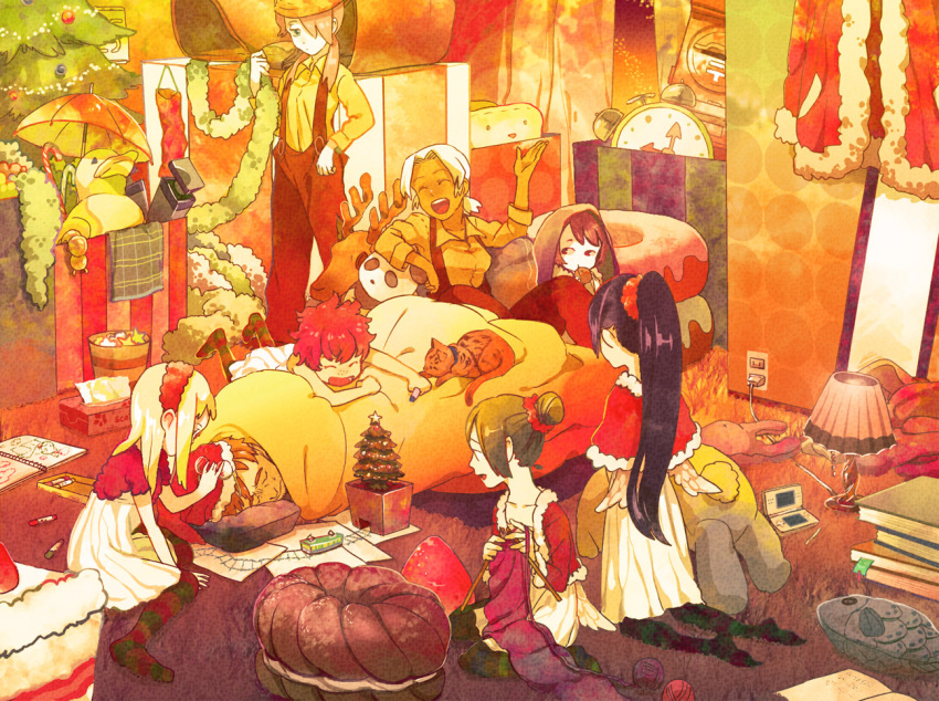 animal, cat, child, christmas, christmas_tree, crayon, happy, kinako928