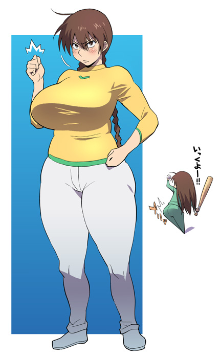 ass, braid, breasts, brown_eyes, brown_hair, curvy, huge_breasts, momoe_maria