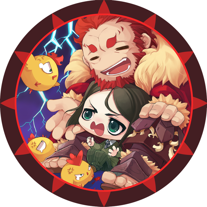 2boys, adalove, anger_vein, armor, beard, bird, cape, chibi