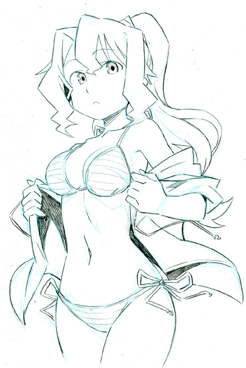 1girl, anbe_masahiro, artist_request, bikini, cindy_campbell, labcoat, navel, shinryaku!_ikamusume