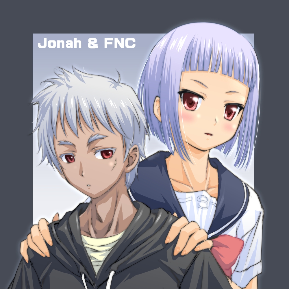 1girl, blush, connection, dark_skin, fnc_(upotte!!), johnathan_mar, jormungand, mao9721, mao_(6r), red_eyes, scar, school_uniform, season, season_connection, silver_hair, simple_background, upotte!!, white_hair