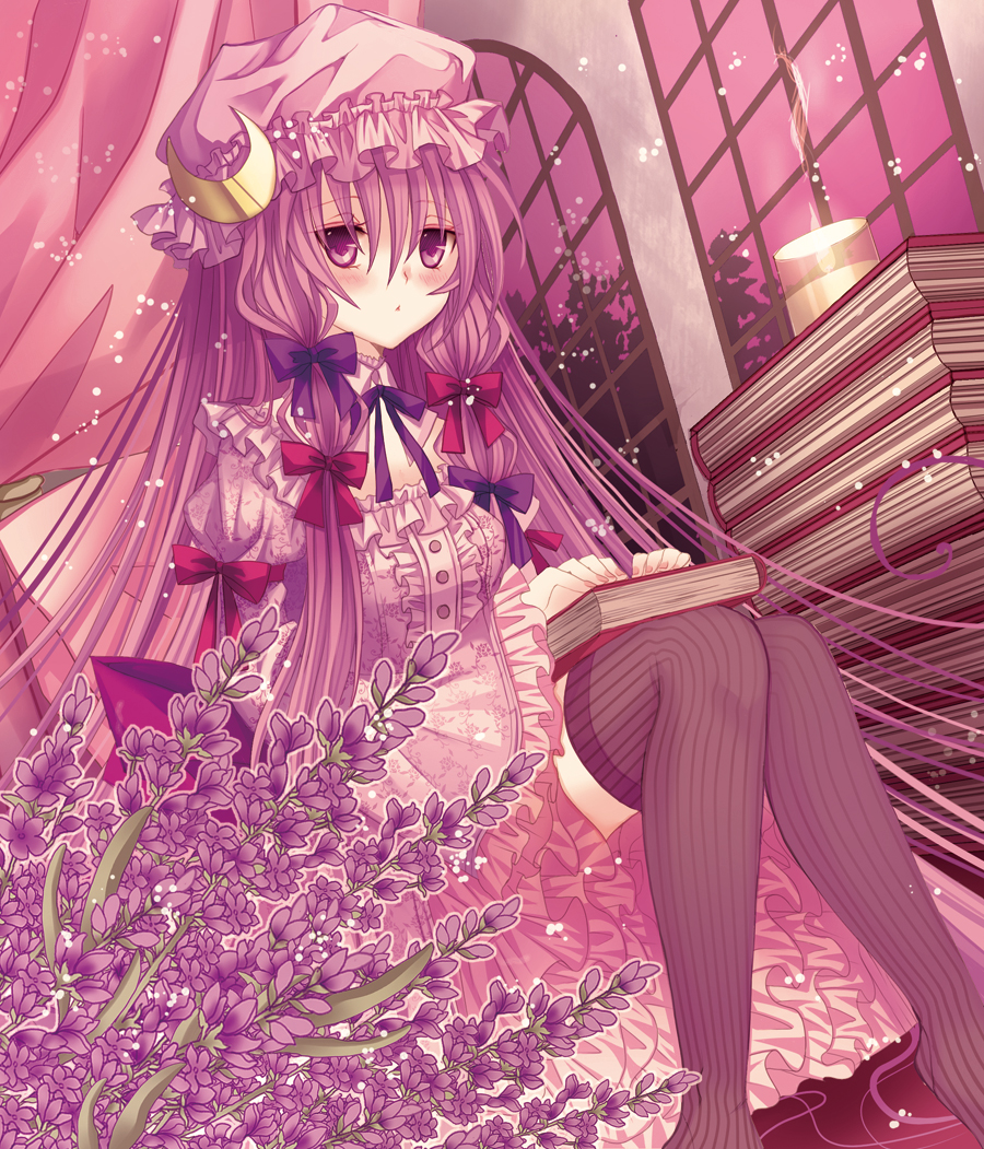 bad_id, blush, book, bow, candle, crescent, dress, flower